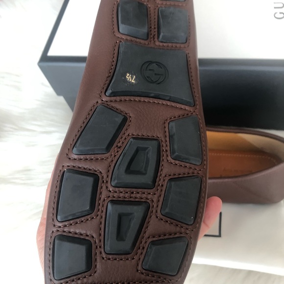 Men’s Gucci Hebron Brown Leather Horsebit Drivers/Loafer size 7 - Picture 7 of 10